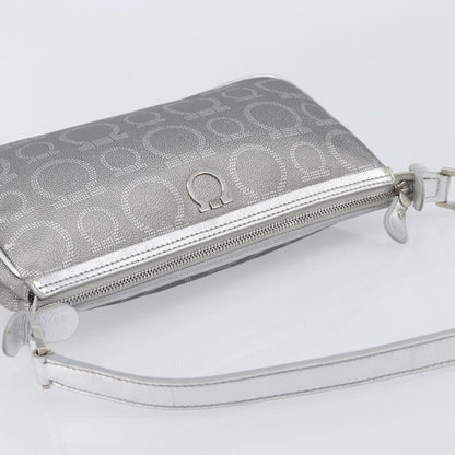 Salvatore Ferragamo Gancini Leather, Silver, Leather, Crossbody Bag