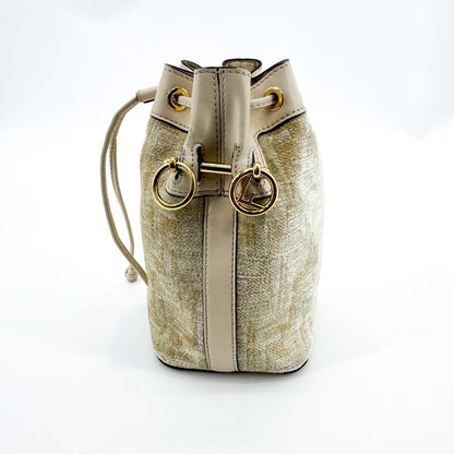 Fendi Mon Tresor Bucket Zucca Velvet Jacquard, Beige, Velvet, Handbag