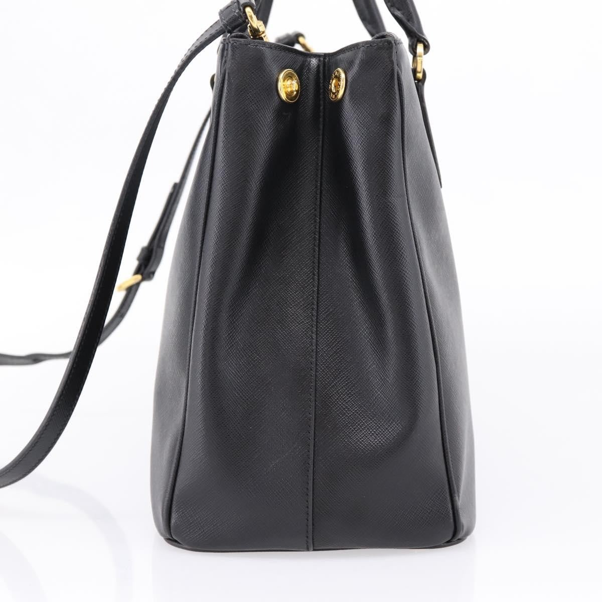 Prada Galleria Double Zip Saffiano Leather, Black, Leather, Tote Bag