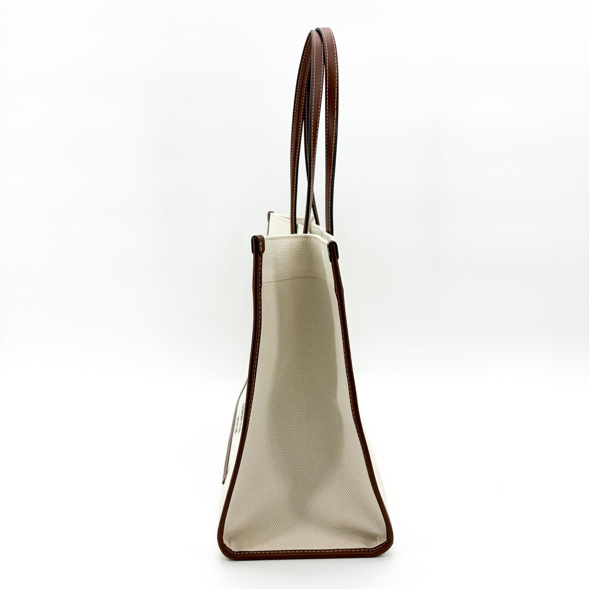 Burberry Freya Shopping Canvas with Leather, Beige, Canvas, Tote Bag
