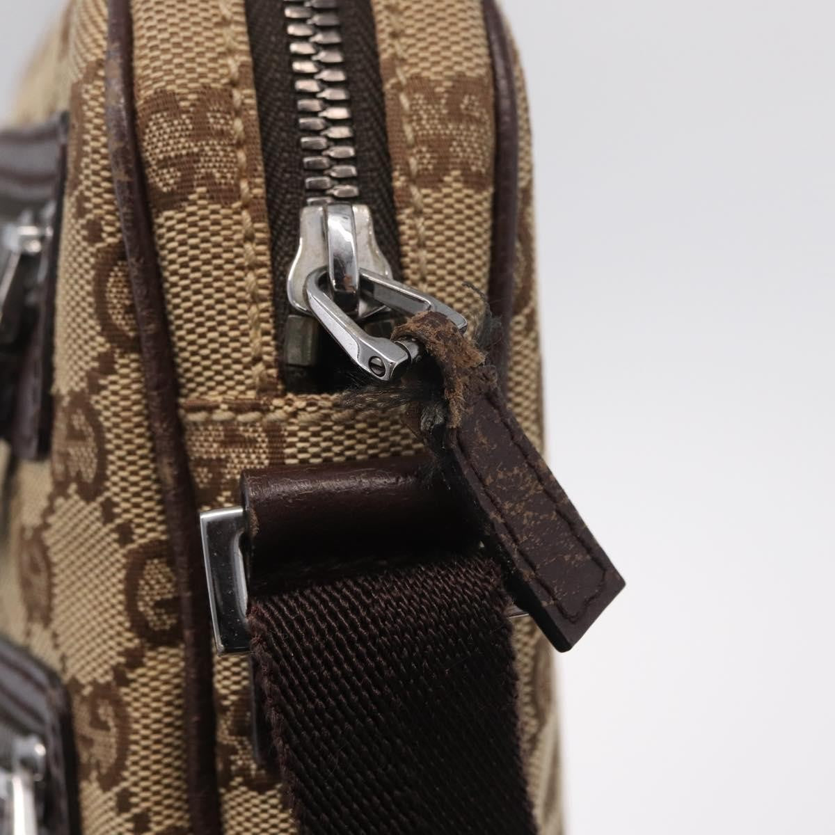 Gucci Front Zip Messenger GG Coated Canvas, Beige, Canvas, Crossbody Bag