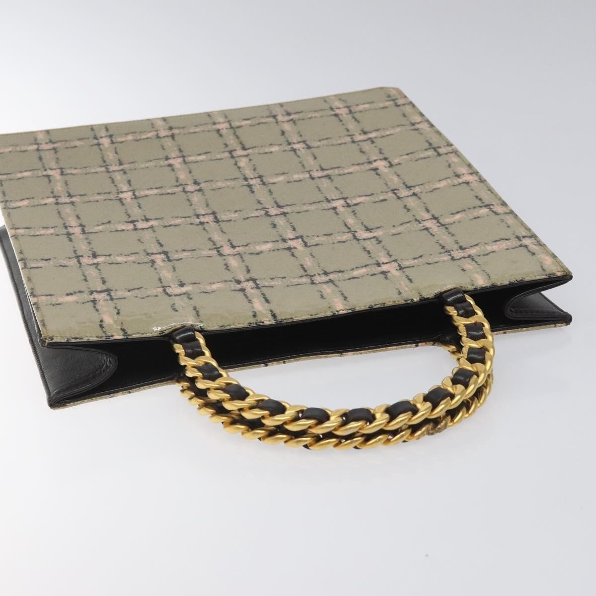 Chanel Vintage Chocolate Bar Leather, Beige, Leather, Tote Bag