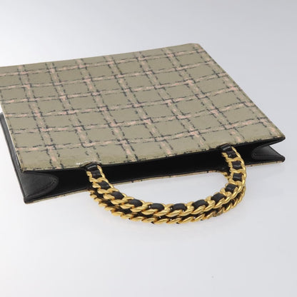 Chanel Vintage Chocolate Bar Leather, Beige, Leather, Tote Bag