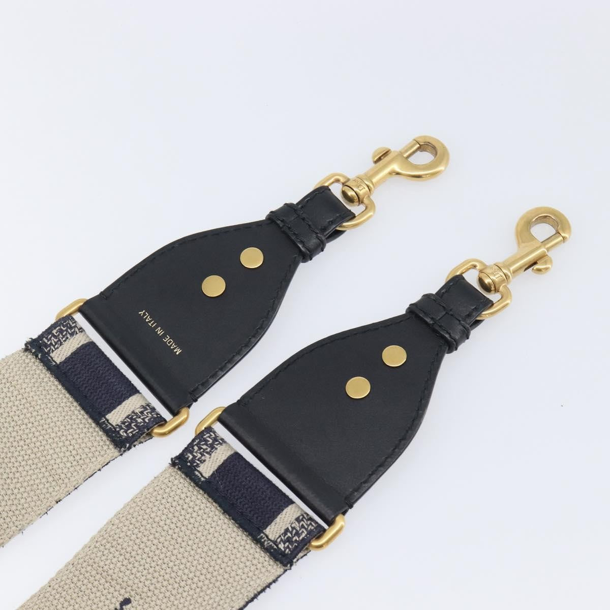 Christian Dior Shoulder Strap Embellished Canvas, Navy, Canvas, Straps