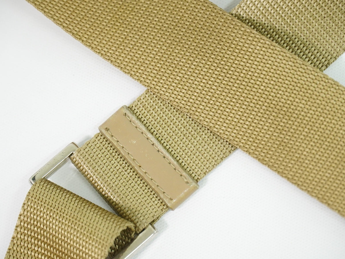 Prada Buckle Messenger Tessuto, Beige, Nylon, Shoulder Bag