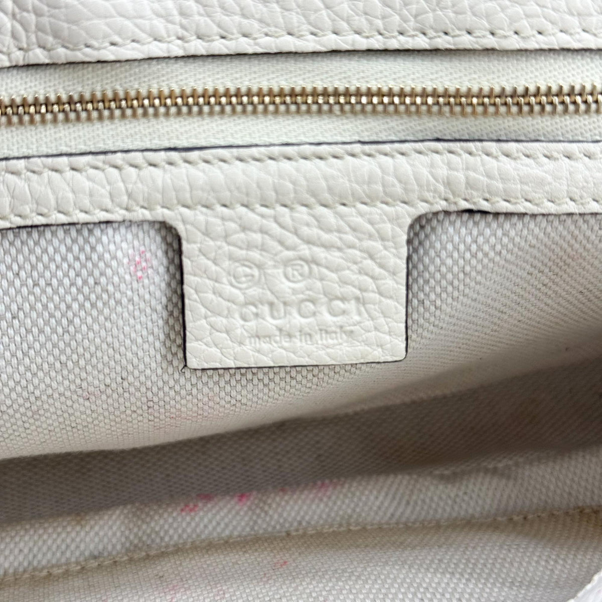 Gucci Soho Chain Leather, Beige, Leather, Crossbody Bag