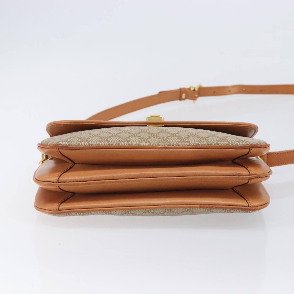 Celine Vintage Macadam Canvas and Leather, Beige, Canvas, Shoulder Bag