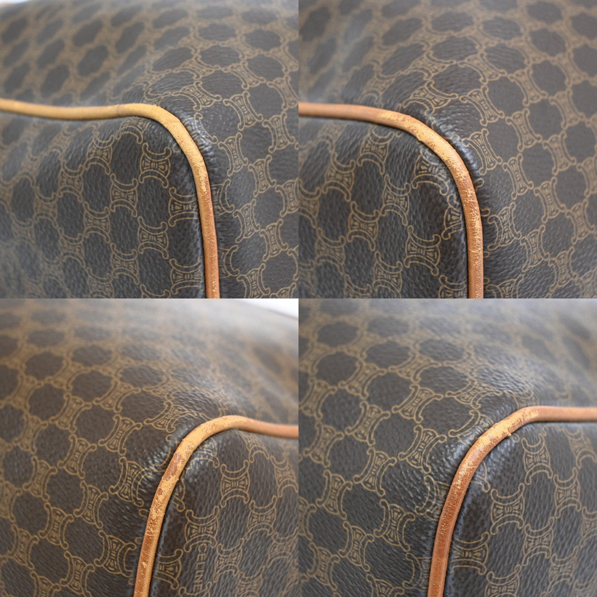 Celine Boston Triomphe XL Coated Canvas, Brown, Canvas, Handbag