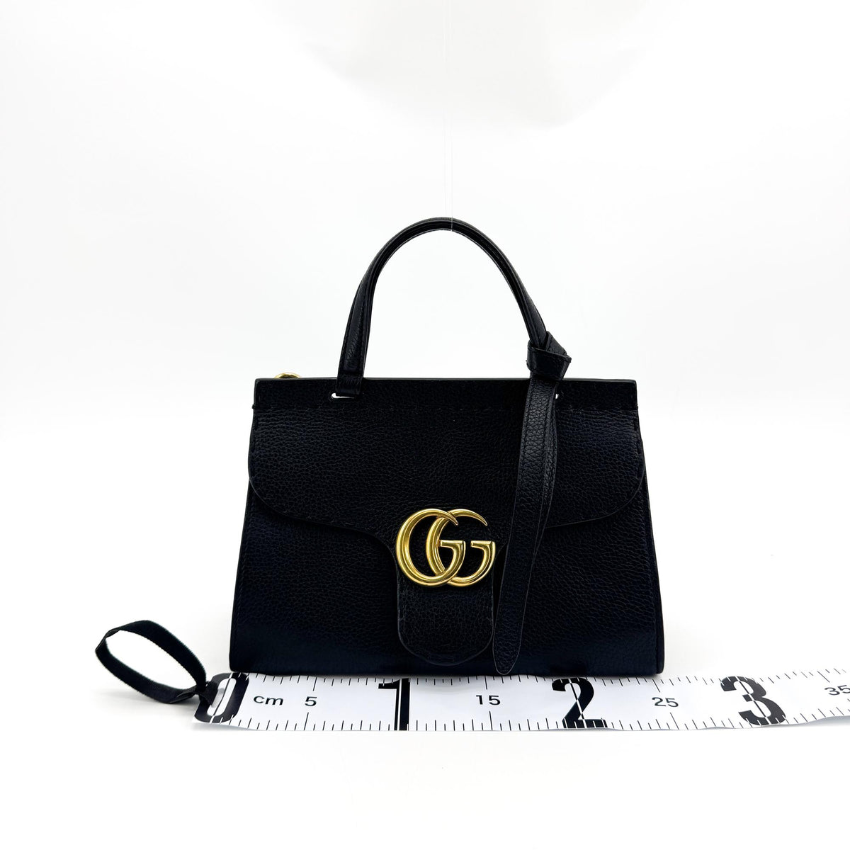 Gucci GG Marmont Top Handle Leather, Black, Leather, Handbag