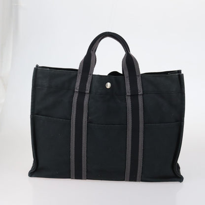 Hermes Fourre Tout Tote Canvas, BLACK, CANVAS, Handbag