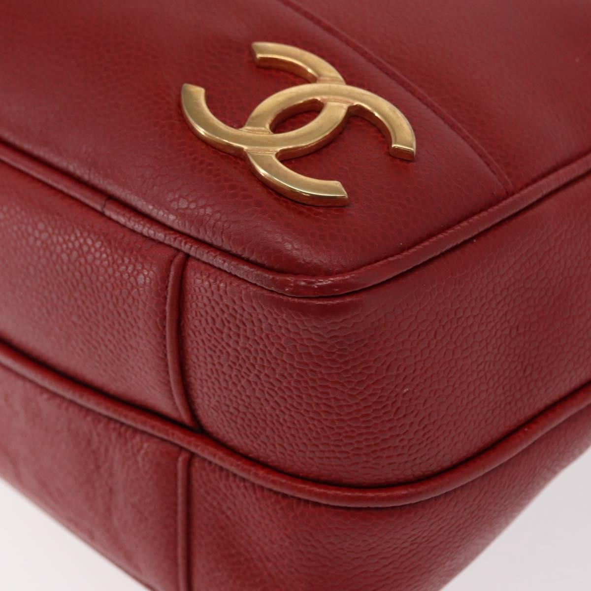 Chanel Vintage Metal CC Caviar, Red, Leather, Shoulder Bag