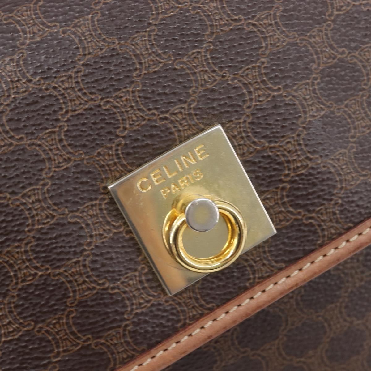 Celine Macadam Shoulder Canvas, Brown, Canvas, Crossbody Bag