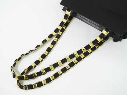 Salvatore Ferragamo Vala Chain Canvas, Black, Canvas, Shoulder Bag