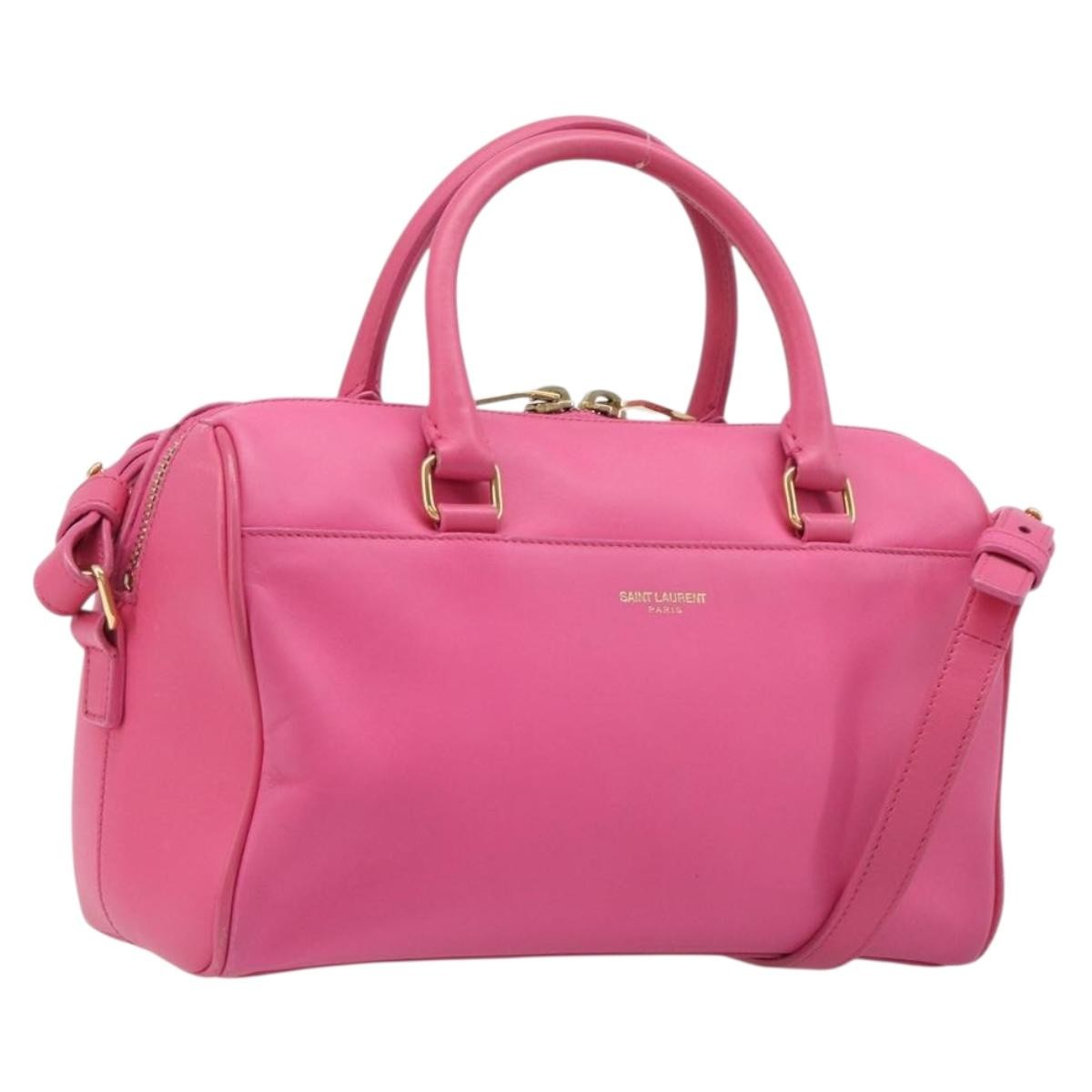 Saint Laurent Classic Duffle Leather, Pink, Leather, Handbag