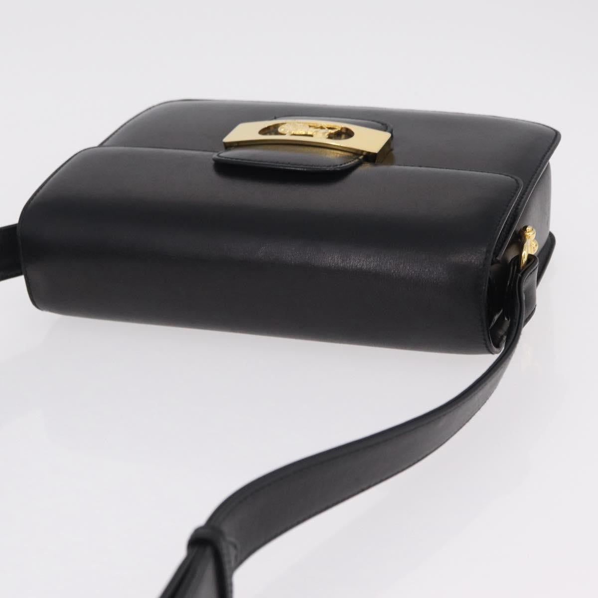 Celine Vintage Carriage Flap Leather, Black, Leather, Handbag