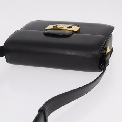 Celine Vintage Carriage Flap Leather, Black, Leather, Handbag