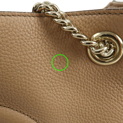 Gucci Soho Chain Strap Leather, Beige, Leather, Shoulder Bag