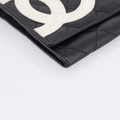 Chanel Cambon Flap Card Case Quilted Lambskin, Black, Leather, Card Holder