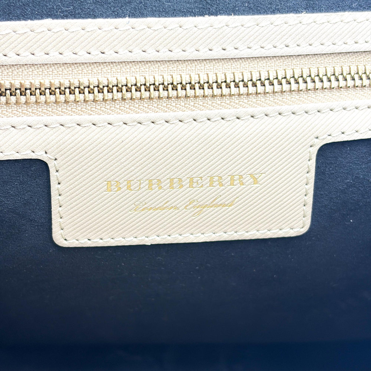 Burberry DK88 Top Handle Leather, Beige, Leather, Handbag