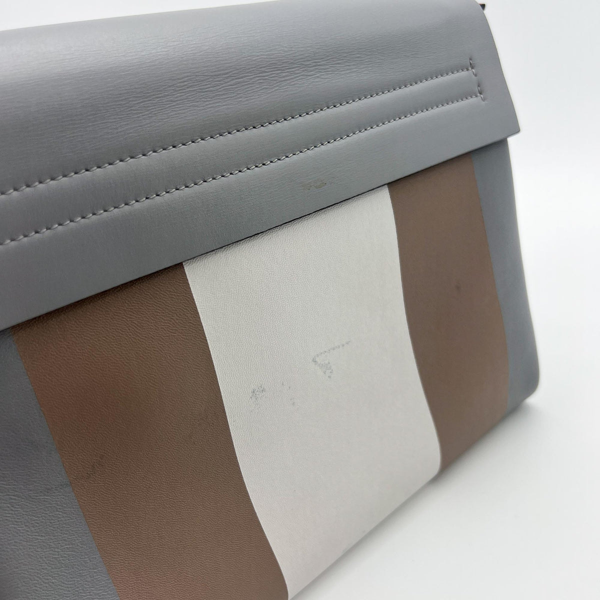 Valentino Garavani VRing Leather, Gray, Calfskin, Shoulder Bag