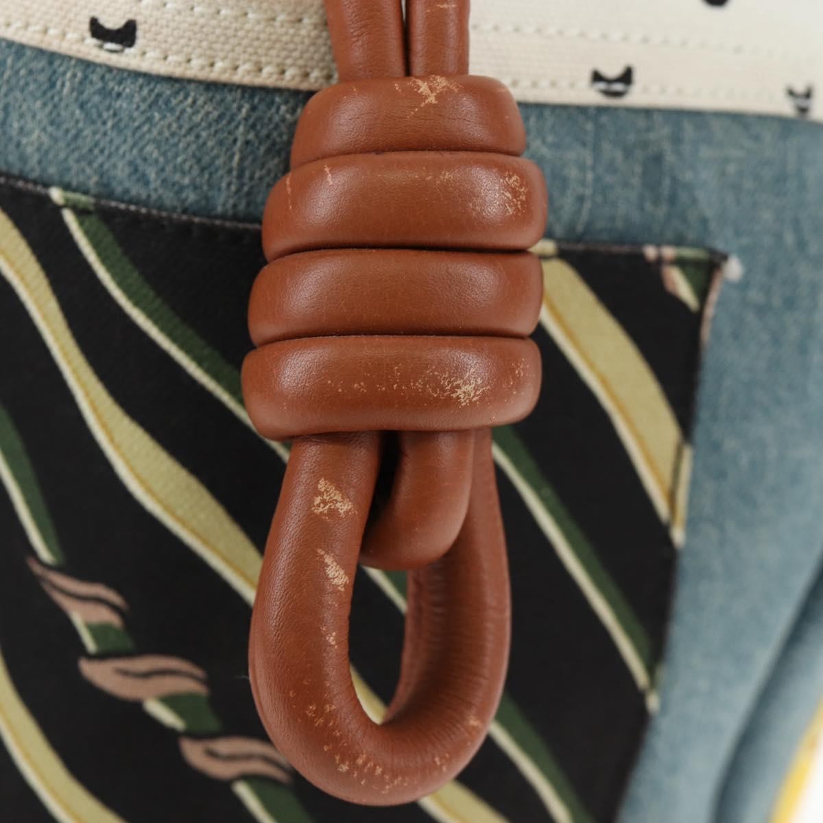 Loewe Paula's Ibiza Flamenco Knot Patchwork Denim and Leather, Multicolour, Denim, Tote Bag
