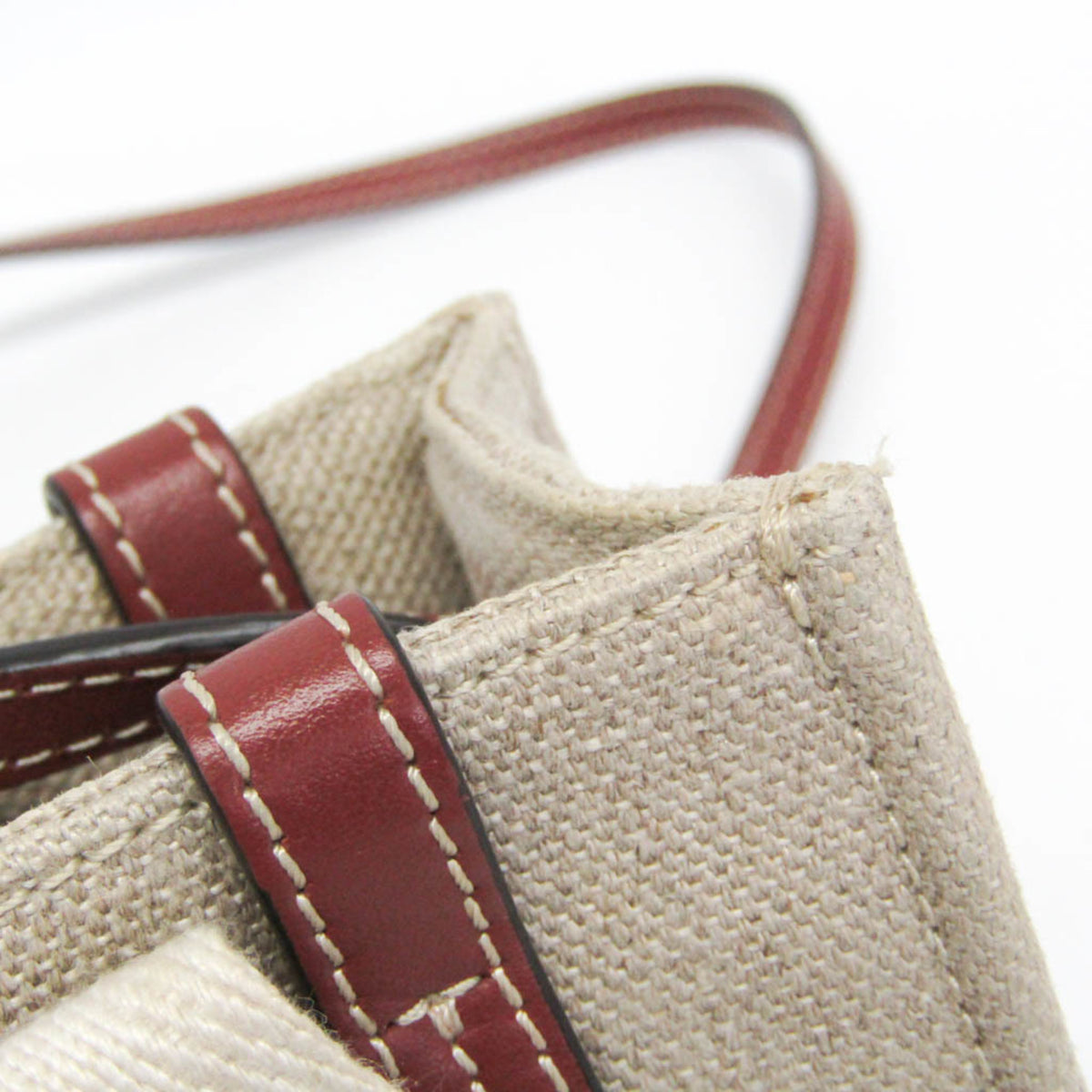 Chloe Woody Convertible Canvas with Leather, Beige, Canvas, Tote Bag