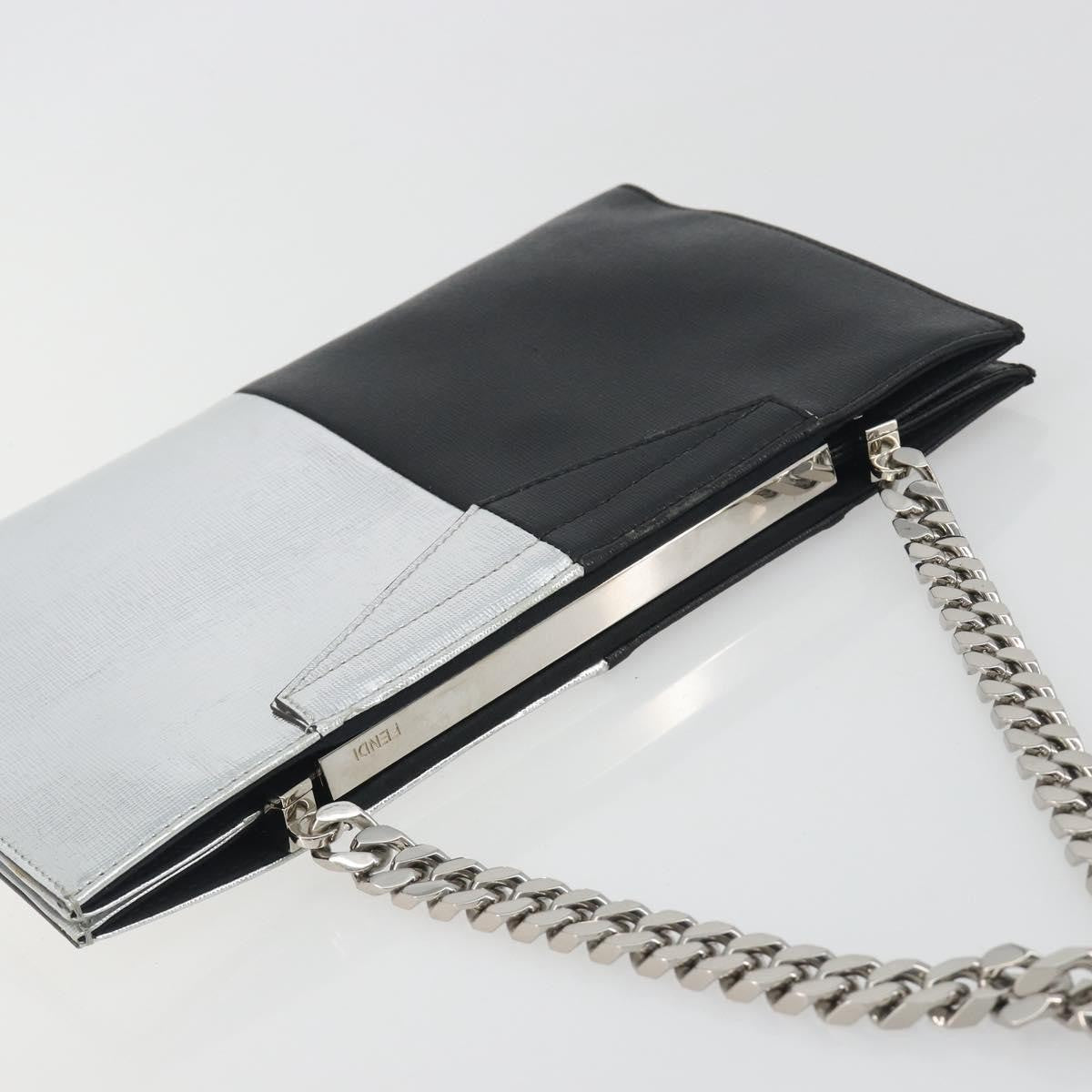 Fendi Grande Colorblock Clutch Leather, Silver, Leather, Clutch