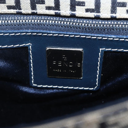 Fendi Zucchino Canvas Mamma Baguette canvas, NAVY, CANVAS, Handbag