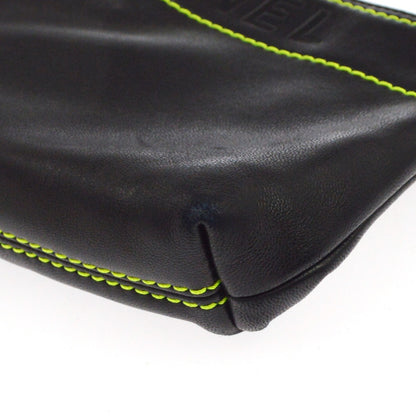 Chanel Lax Pochette Leather, Black, Leather, Clutch
