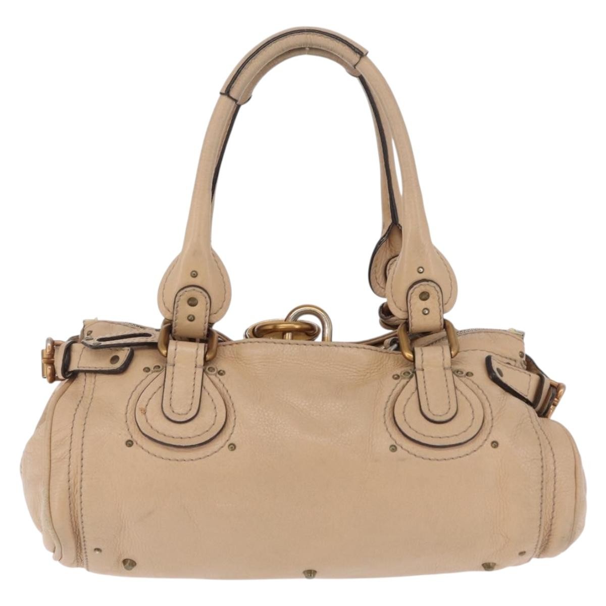 Chloe Paddington Lock Leather, Beige, Leather, Handbag