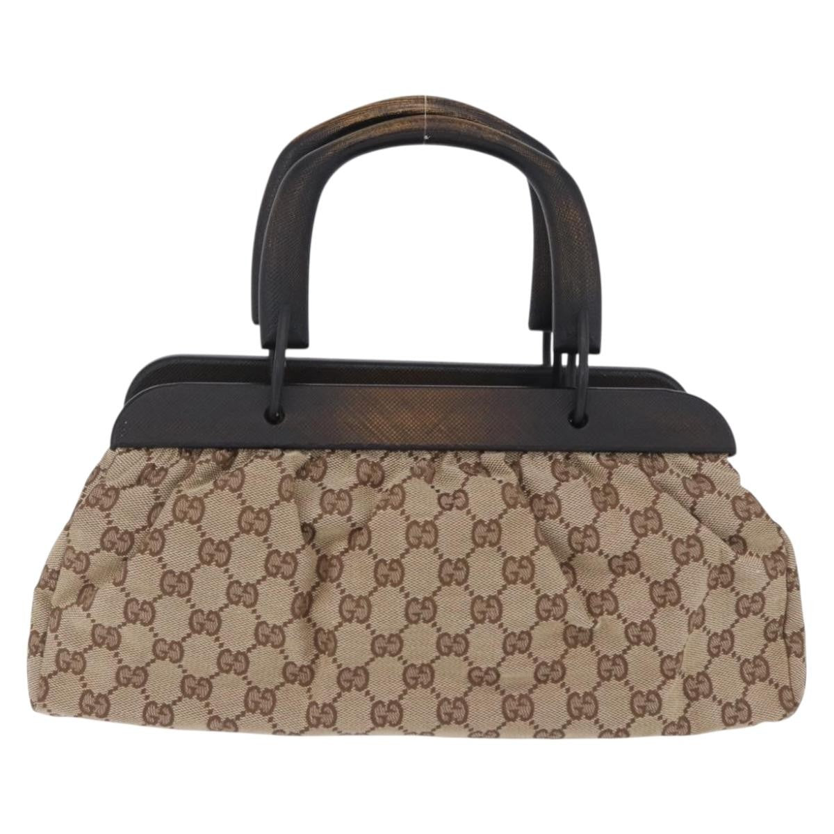 Gucci Wood Handle Frame Doctor Bag GG Canvas, Beige, Canvas, Shoulder Bag