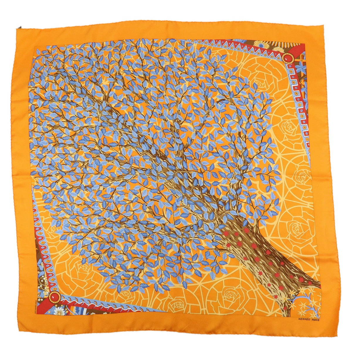 Hermes Carré 90 Silk multicolor, Orange, Silk, Scarf