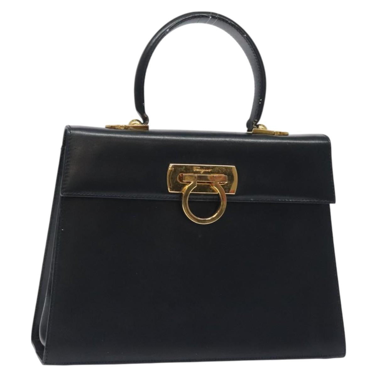 Salvatore Ferragamo Convertible Top Handle Leather, Black, Leather, Handbag