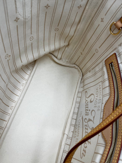 Louis Vuitton Neverfull Tote Damier, White, Canvas, Handbag