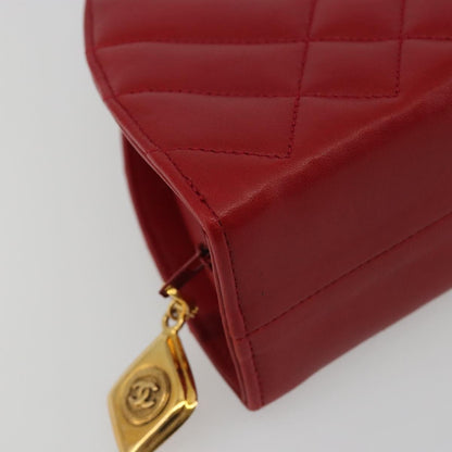 Chanel Vintage Chain Evening Mixed Quilt Lambskin, Red, Leather, Clutch