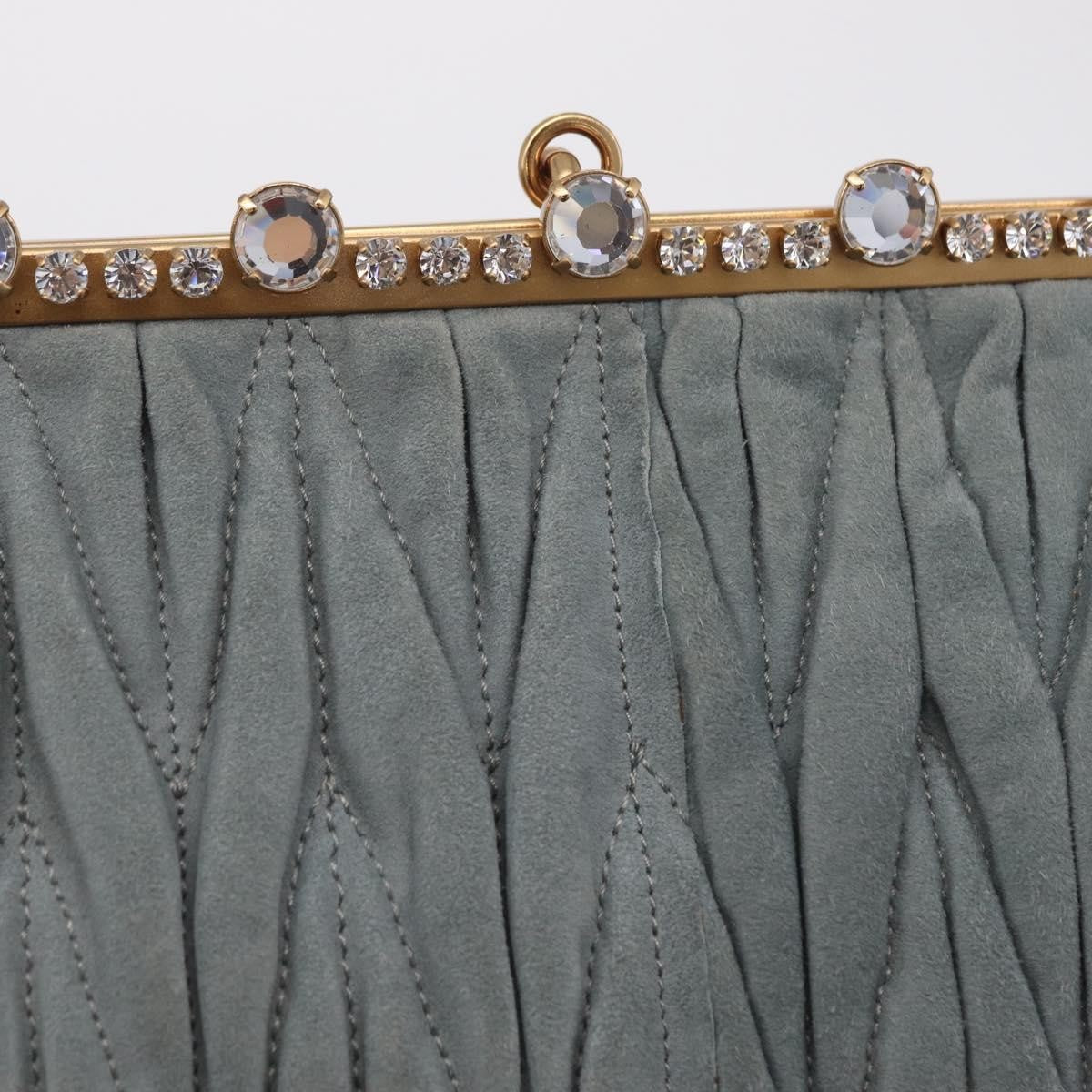 Miu Miu Matelassé Frame Clutch Matelassé Leather, Gray, Suede, Clutch
