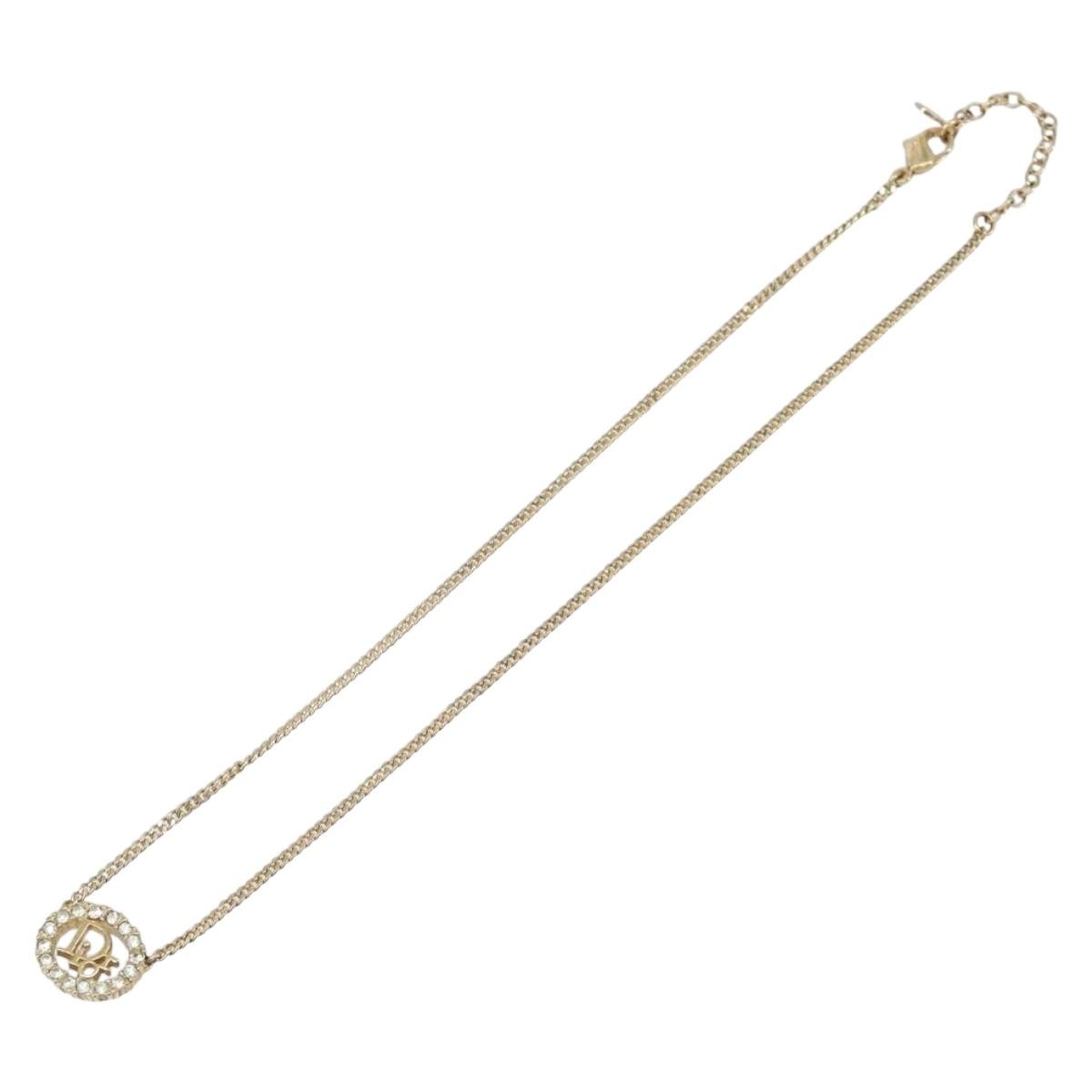 Christian Dior Vintage Logo Pendant Metal, Gold, Metal, Necklace