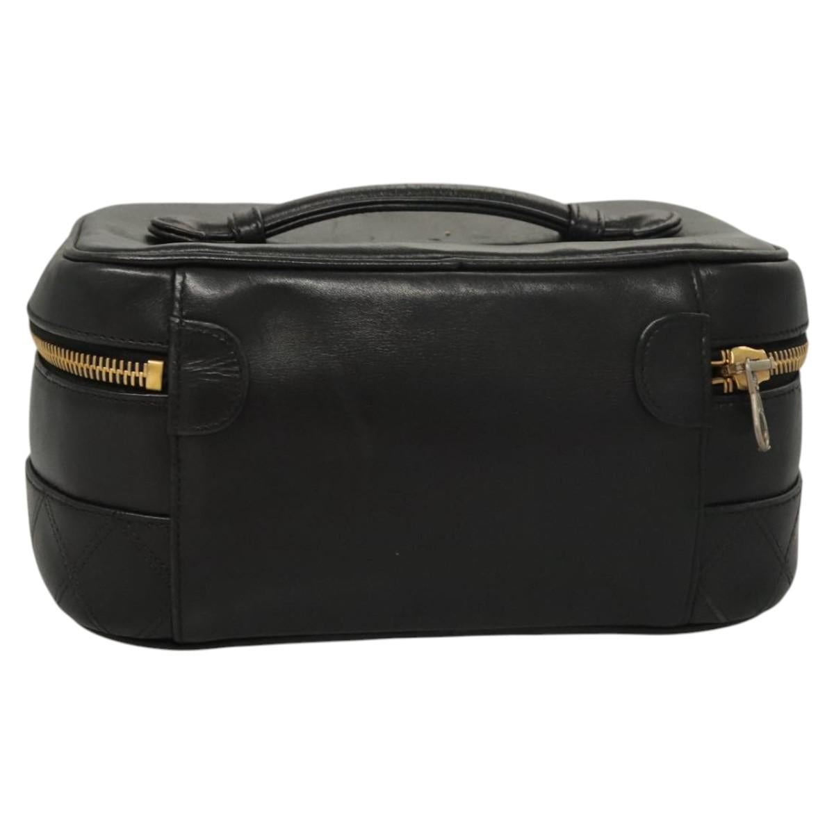 Chanel Vanity pouch Leather, BLACK, LEATHER, Handbag