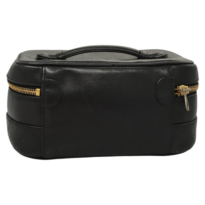 Chanel Vanity pouch Leather, BLACK, LEATHER, Handbag