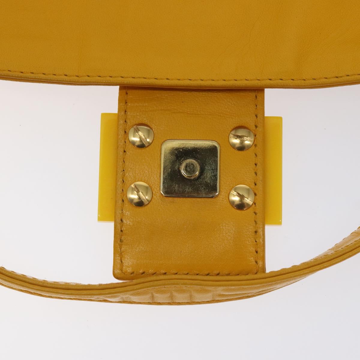 Fendi Baguette NM Bag Zucca Embossed Leather, YELLOW, LEATHER, Shoulder bag