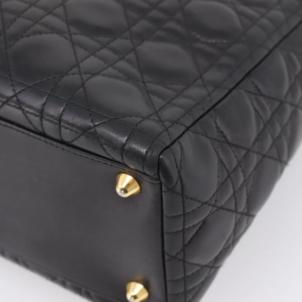 Christian Dior Vintage Lady Dior Cannage Quilt Lambskin, Black, Leather, Handbag