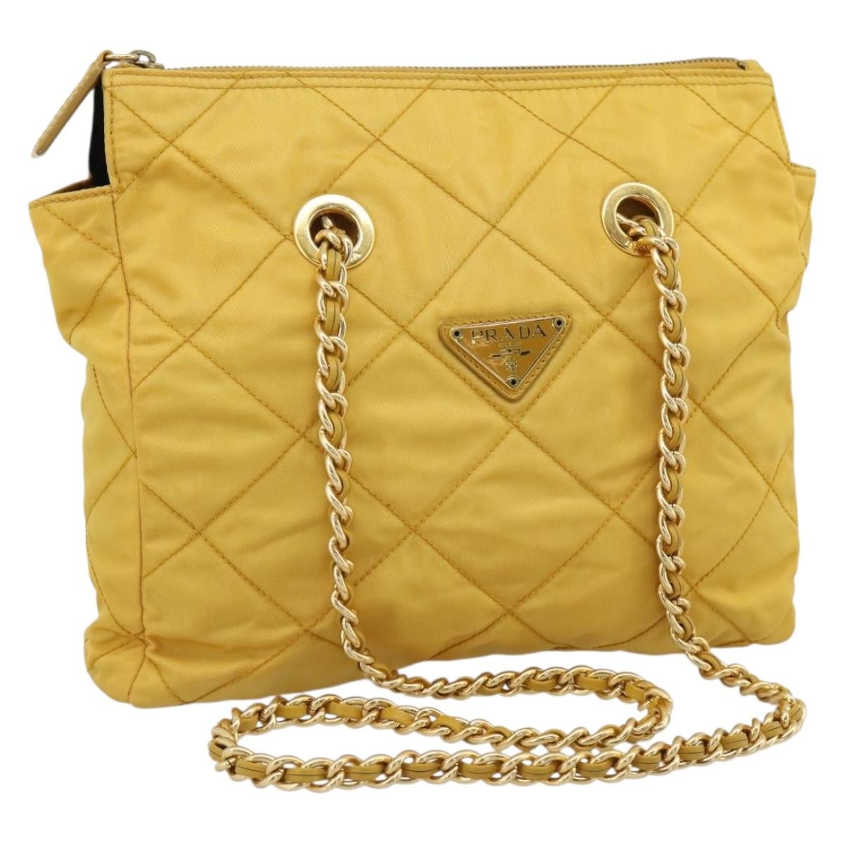 Prada Re-Edition 1995 Chain Quilted Re-Nylon, Yellow, Nylon, Tote Bag