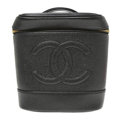 Chanel Vintage Timeless Cosmetic Case Caviar, Black, Leather, Handbag
