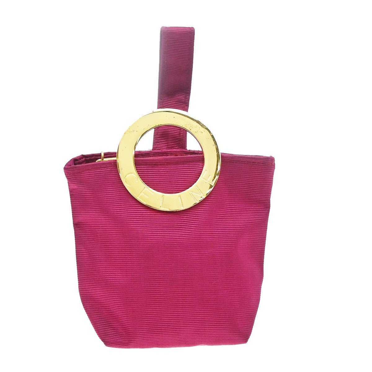 Celine Vintage Circle Logo Leather, Purple, Canvas, Crossbody Bag