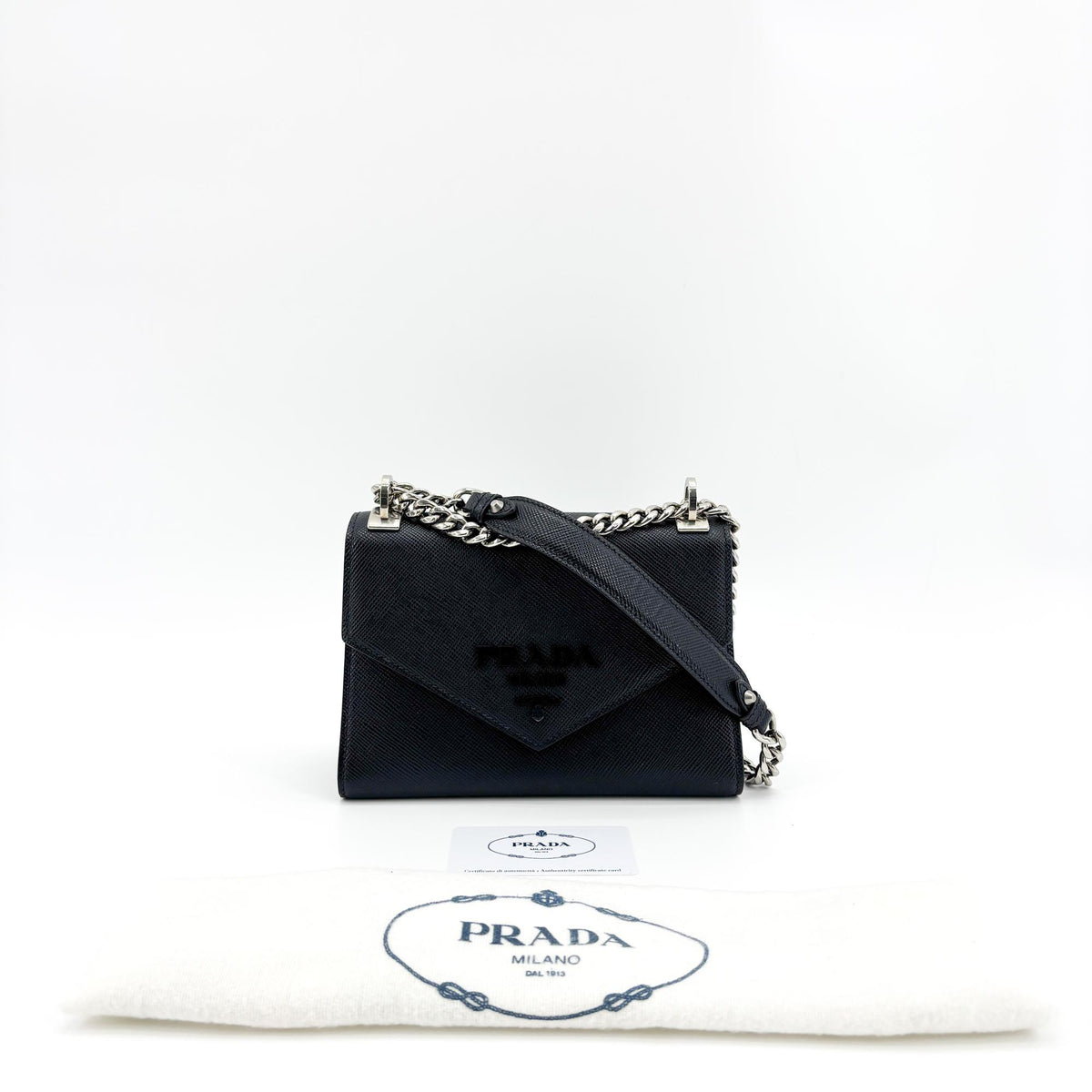 Prada Monochrome Saffiano Leather, Black, Leather, Tote Bag