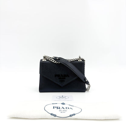 Prada Monochrome Saffiano Leather, Black, Leather, Tote Bag