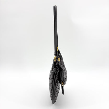 Bottega Veneta Gemelli Intrecciato Leather, Black, Leather, Shoulder Bag