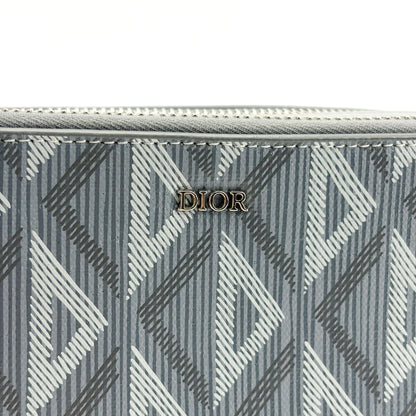 Christian Dior Double Zip CD Diamond Coated Canvas, Gray, Canvas, Crossbody Bag