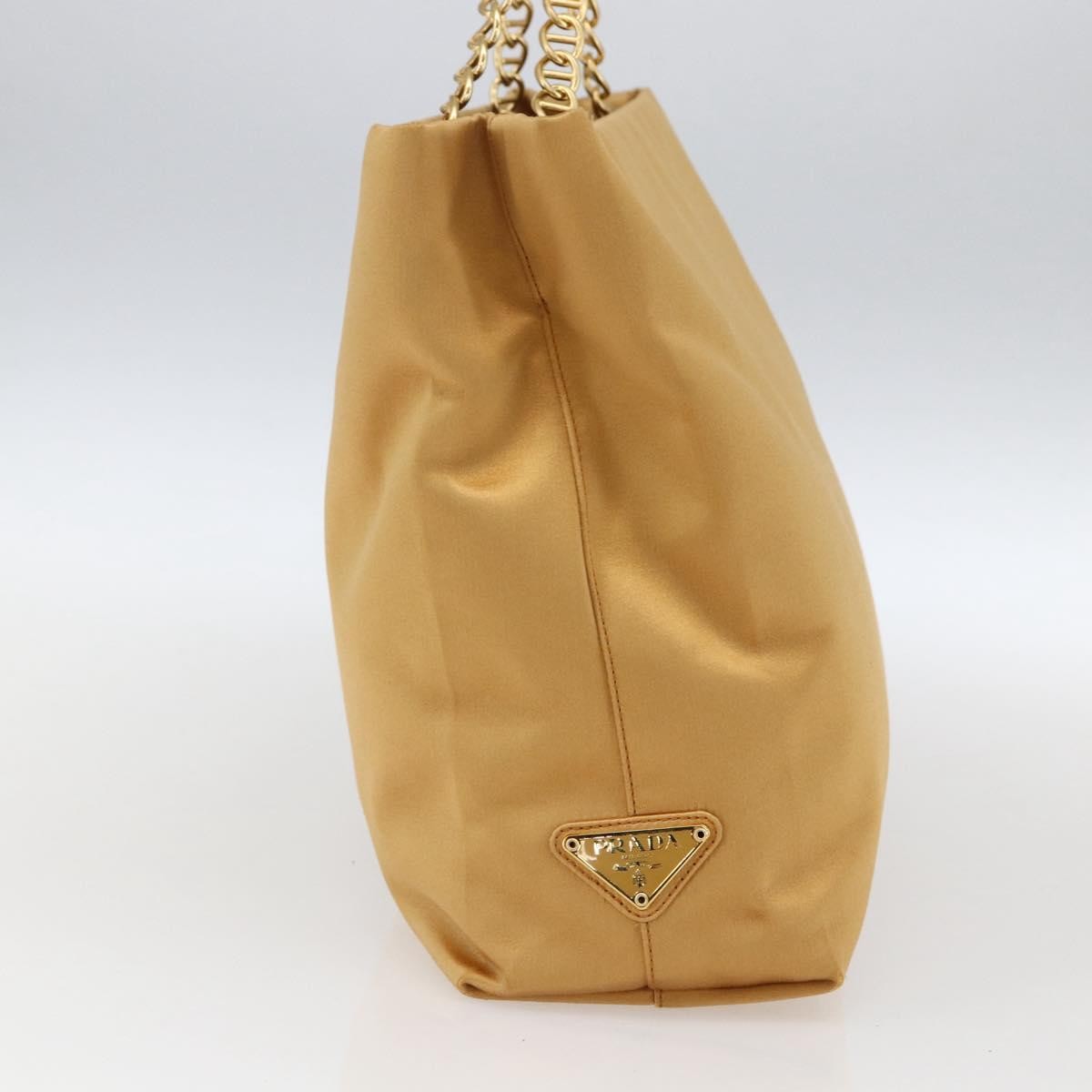 Prada Chain Satin, Gold, Satin, Shoulder Bag
