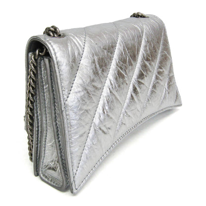 Balenciaga Crush Chain Flap Leather, Silver, Leather, Handbag